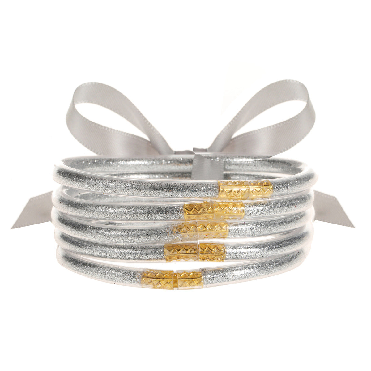 Pulsera de tubo de plástico brillante de oro de silicona transparente suave y transparente